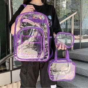Three Pack Clear PVC Stadium Approved Backpack/pouches